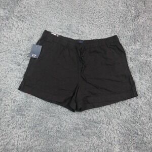 Gap Linen Pull-On Short Shorts Womens XL Black Chino Relaxed Casual 36x4* NWT